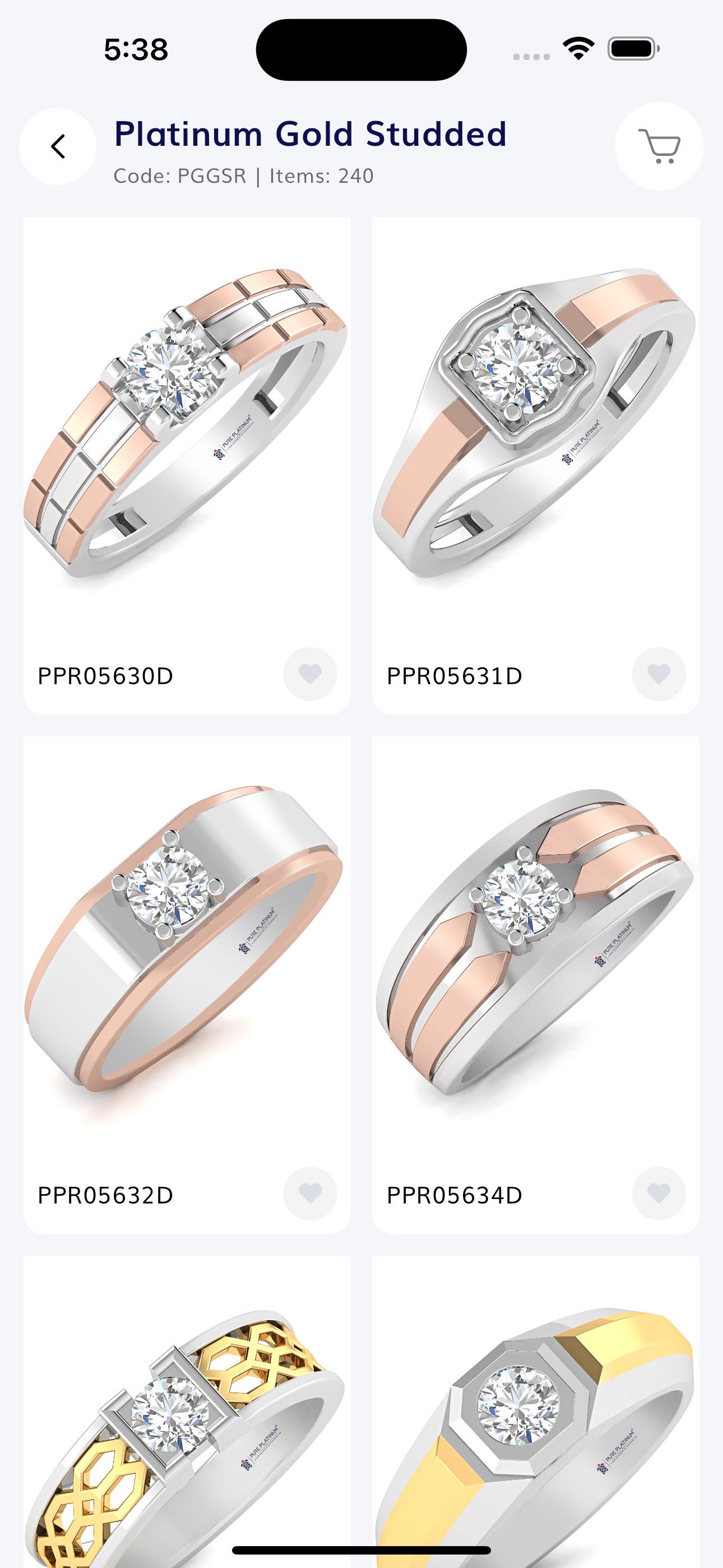 Jewelzie app product catalogue screenshot